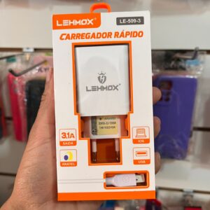 Adaptador +Cabo V8 Carregador Rápido LE-508-2 - Lehmox