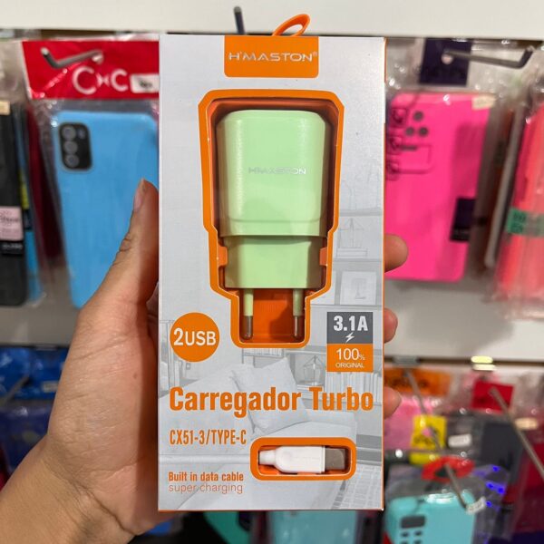 Adaptador +Cabo Tipo C Turbo 2USB CX51-3 - H'maston - Imagem 2
