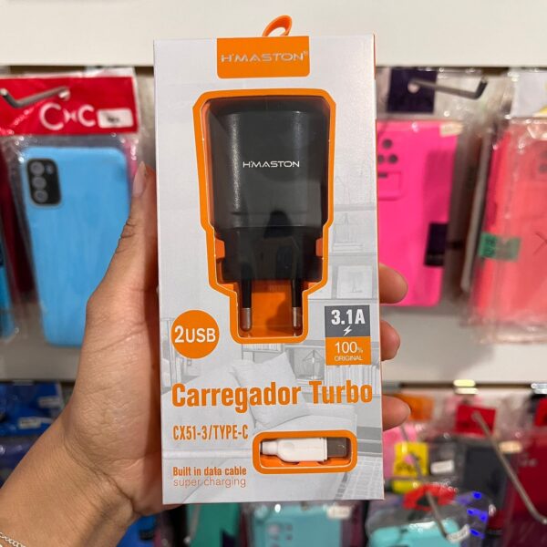 Adaptador +Cabo Tipo C Turbo 2USB CX51-3 - H'maston