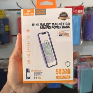 Carregador Portátil Magnético Sem fio Power Bank  500mah wup-760 - Peining
