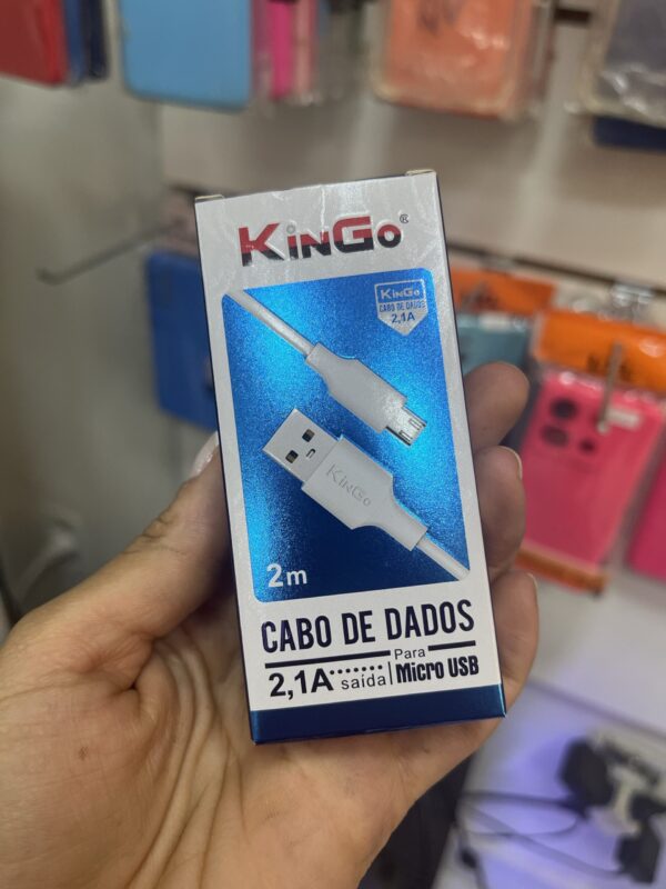 Cabo de Dados 2m Tipo MicroUSB - KinGo - Branco
