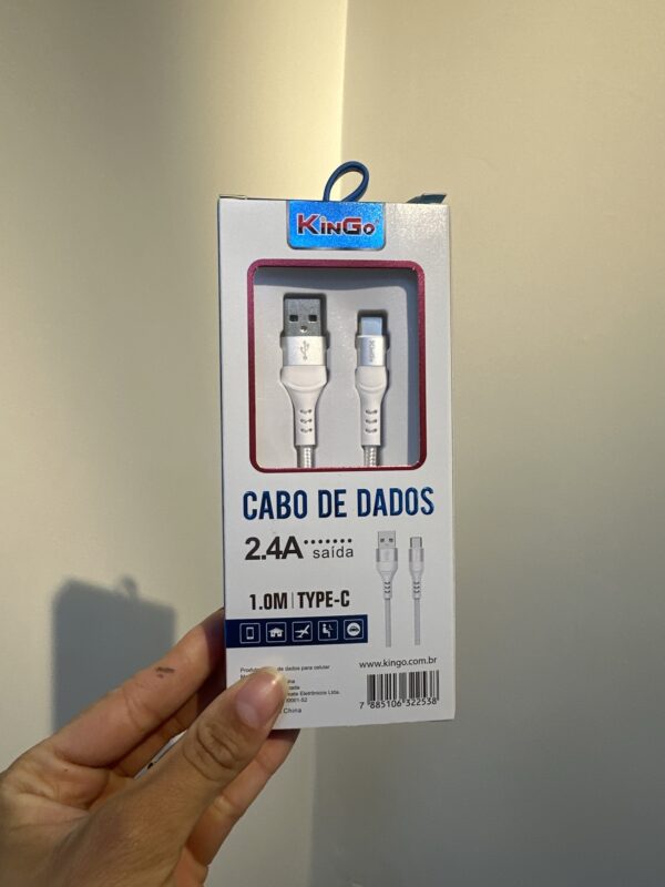 Cabo de Dados 2.4A 1M Branco Tipo C - KinGo