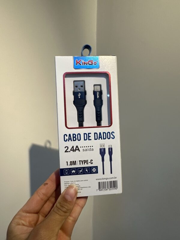 Cabo de Dados 2.4A 1M Azul Tipo C - KinGo